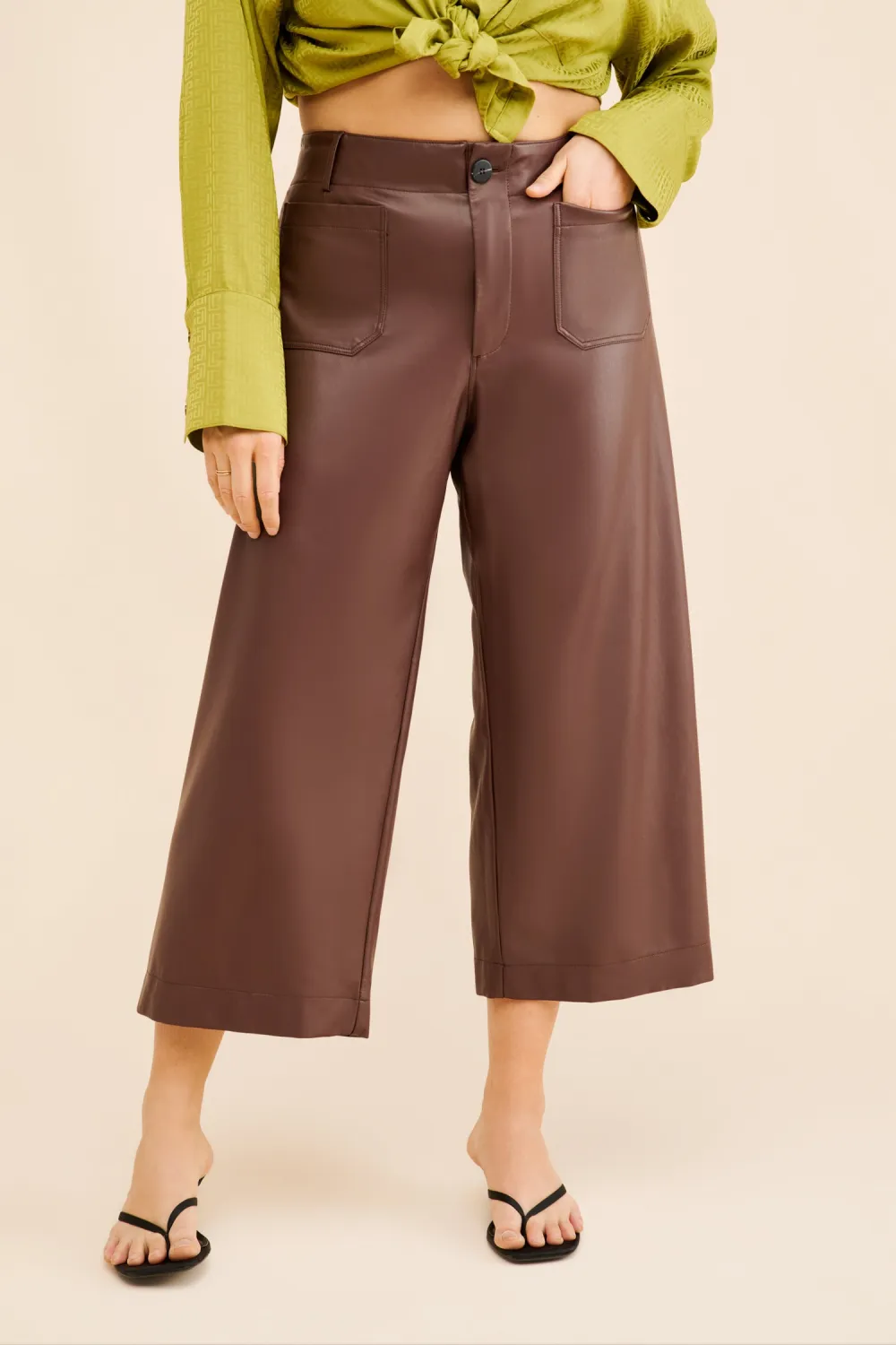 The Colette Cropped Vegan Leather Pants