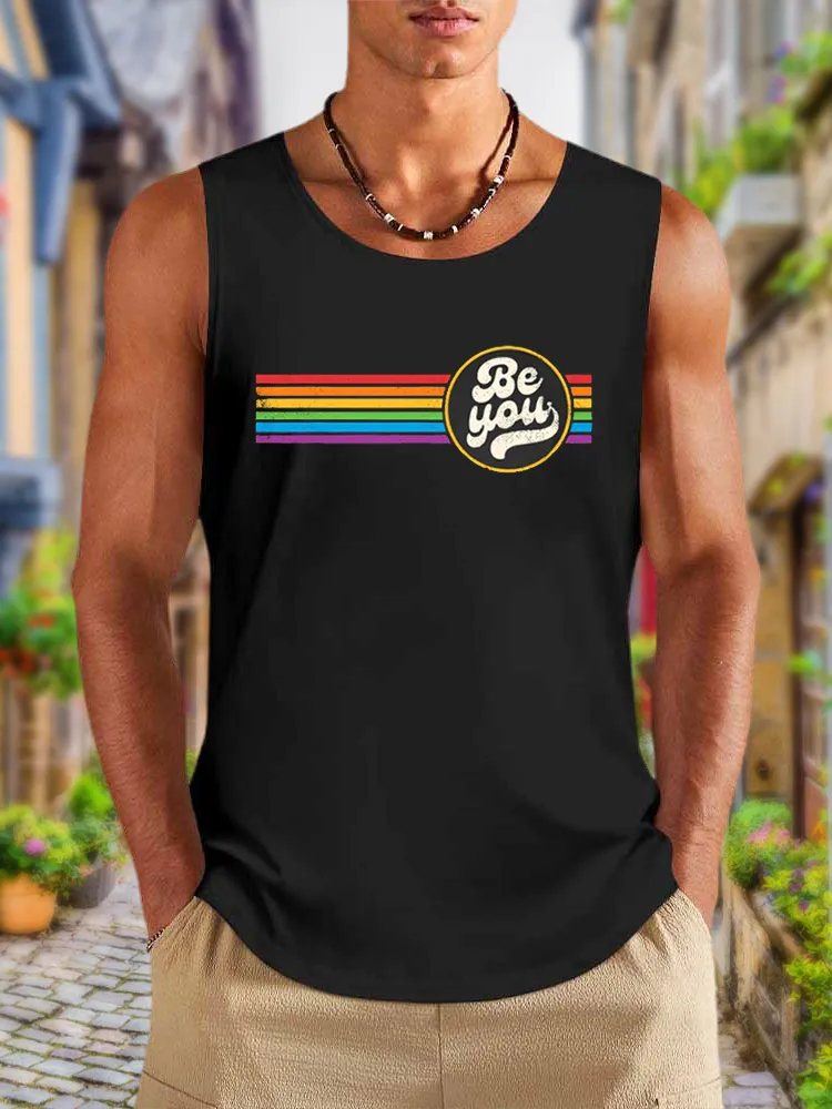 Men'S LGBTQ Be Kind Gay Pride LGBT Ally Rainbow Flag Retro Vintage Vests
