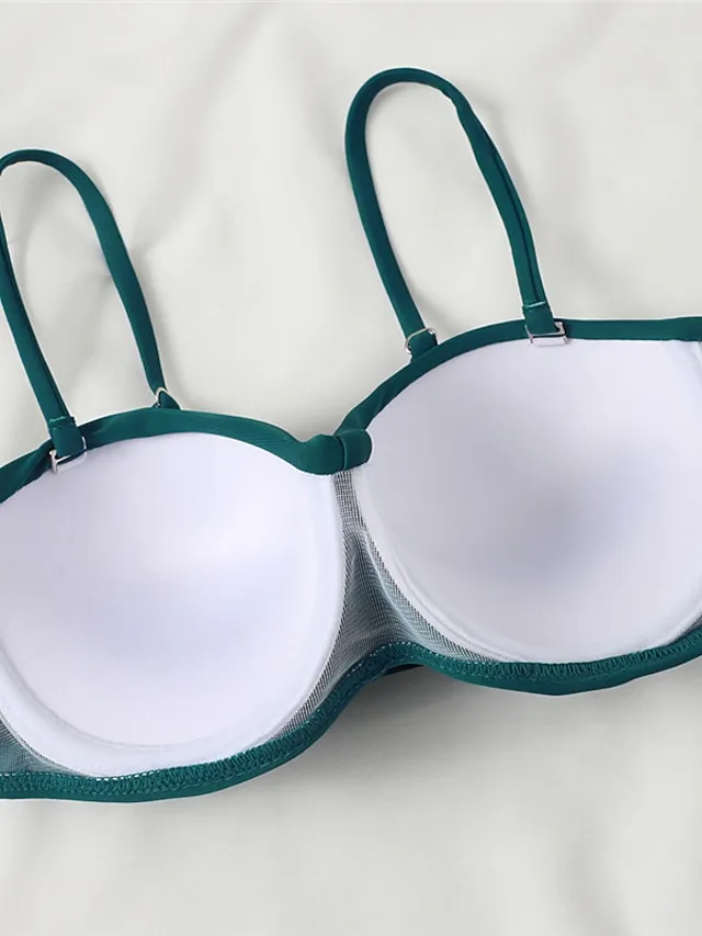 Women's Swimwear Bikini 2 Piece Normal Swimsuit 2 Piece Open Back Sexy Printing High Waisted Floral Leaves Black Yellow Navy Blue Royal Blue Blue Strap Bathing Suits Sexy Vacation Fashion