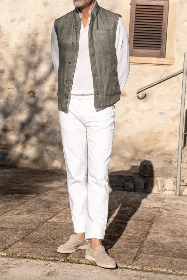 Sage Linen Reversible Down Vest