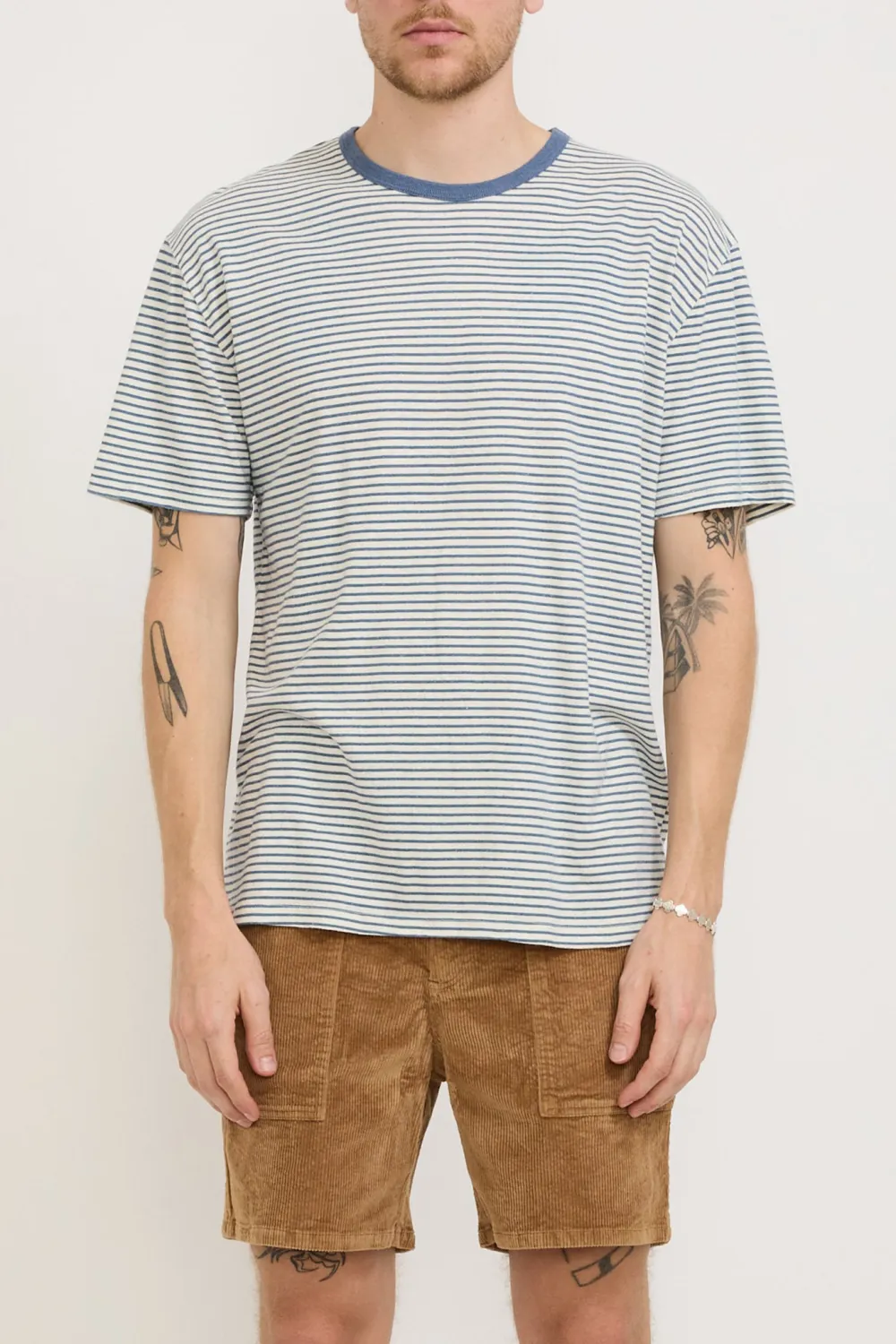 Hemp Tee Natural/Indigo Stripe