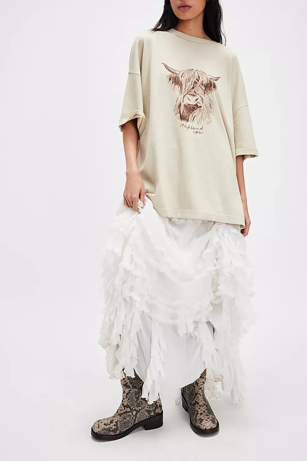 Sheer Ruffled Maxi Skirt