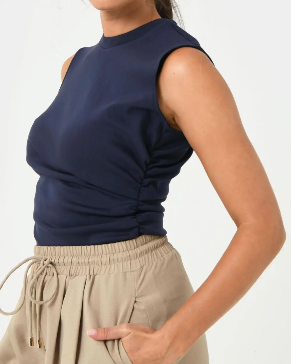 Side Ruching Details Ruched Top