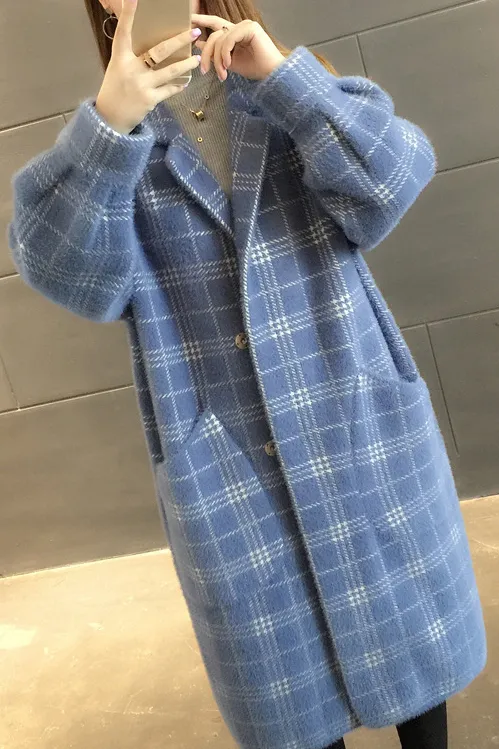 Oversized Faux Mink long lapel coat