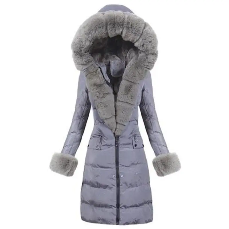 Faux Fur Hooded Purple Down Coat