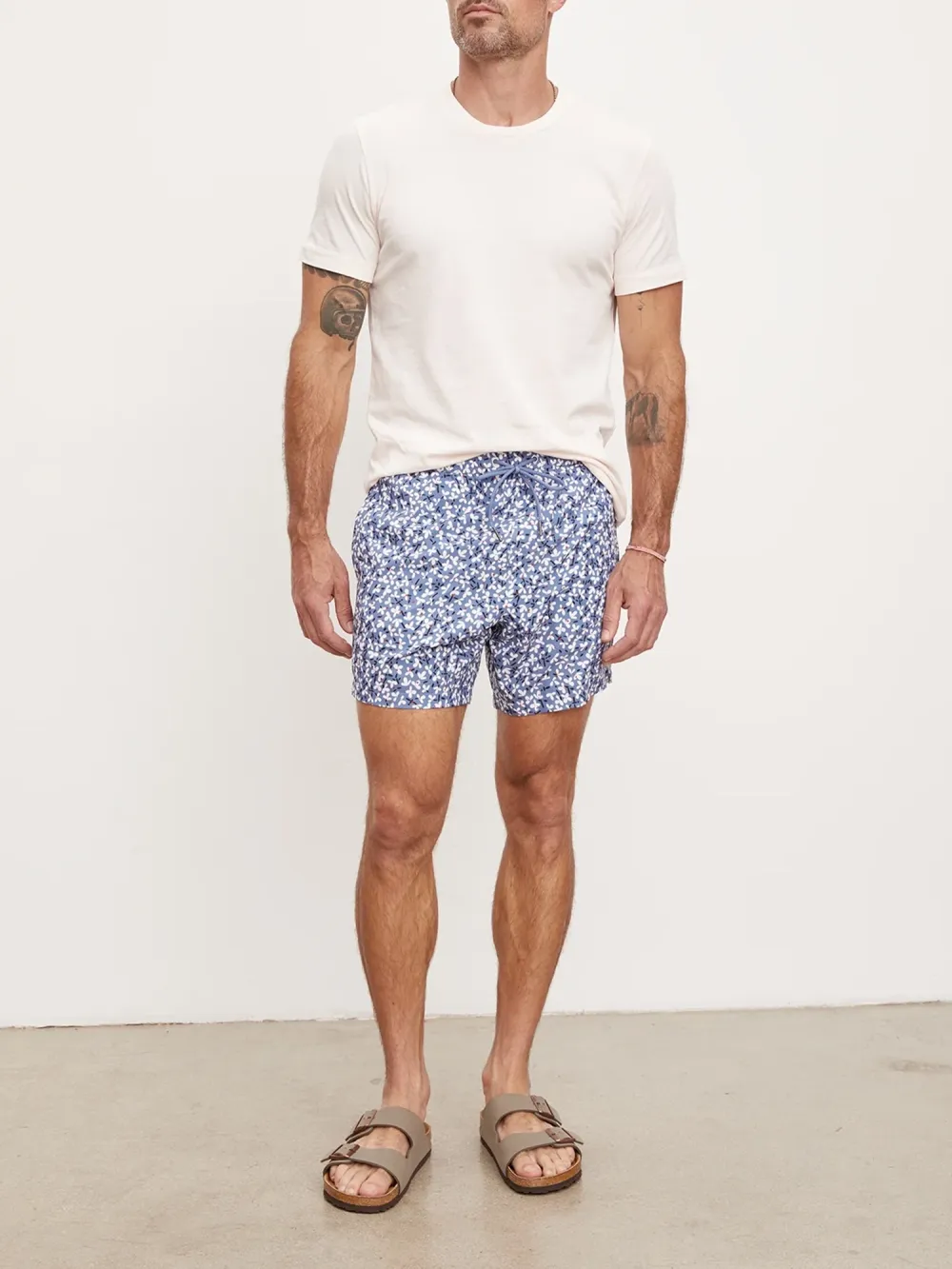 Navy Blue with White Pattern Men's Shorts