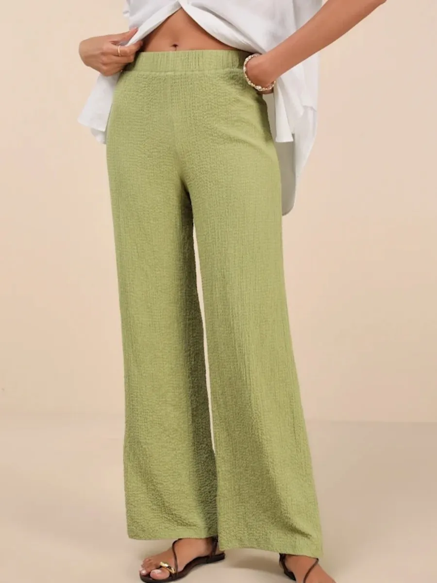 Textured Wide Leg Pants