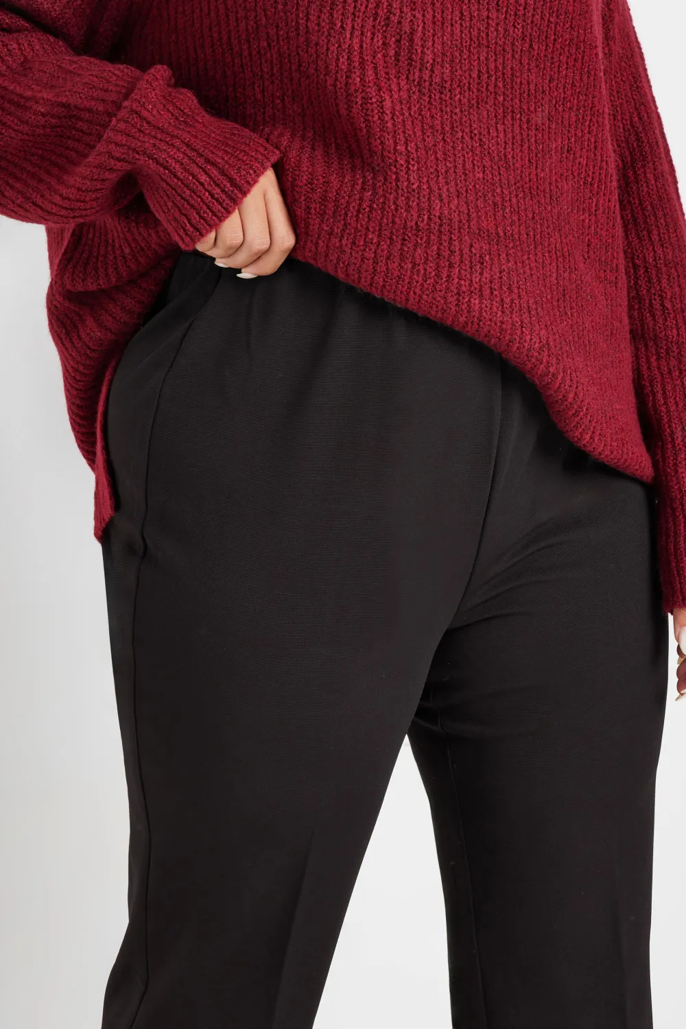 YOURS BESTSELLER Curve Black Pull On Ribbed Bootcut Stretch Trousers