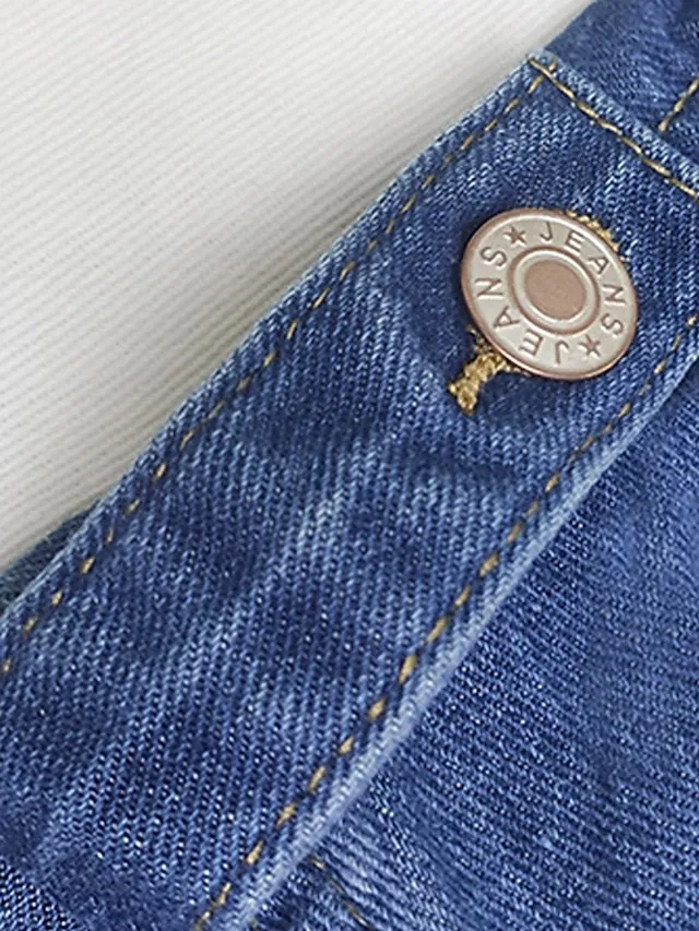 Women's Denim Jacket Outdoor clothing Button Plain Comfortable Streetwear Regular Fit Outerwear Long Sleeve Spring Blue S