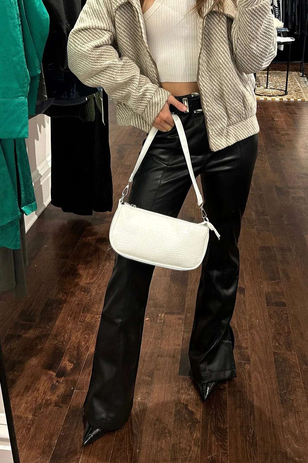 Black Vegan Leather Flare Pants