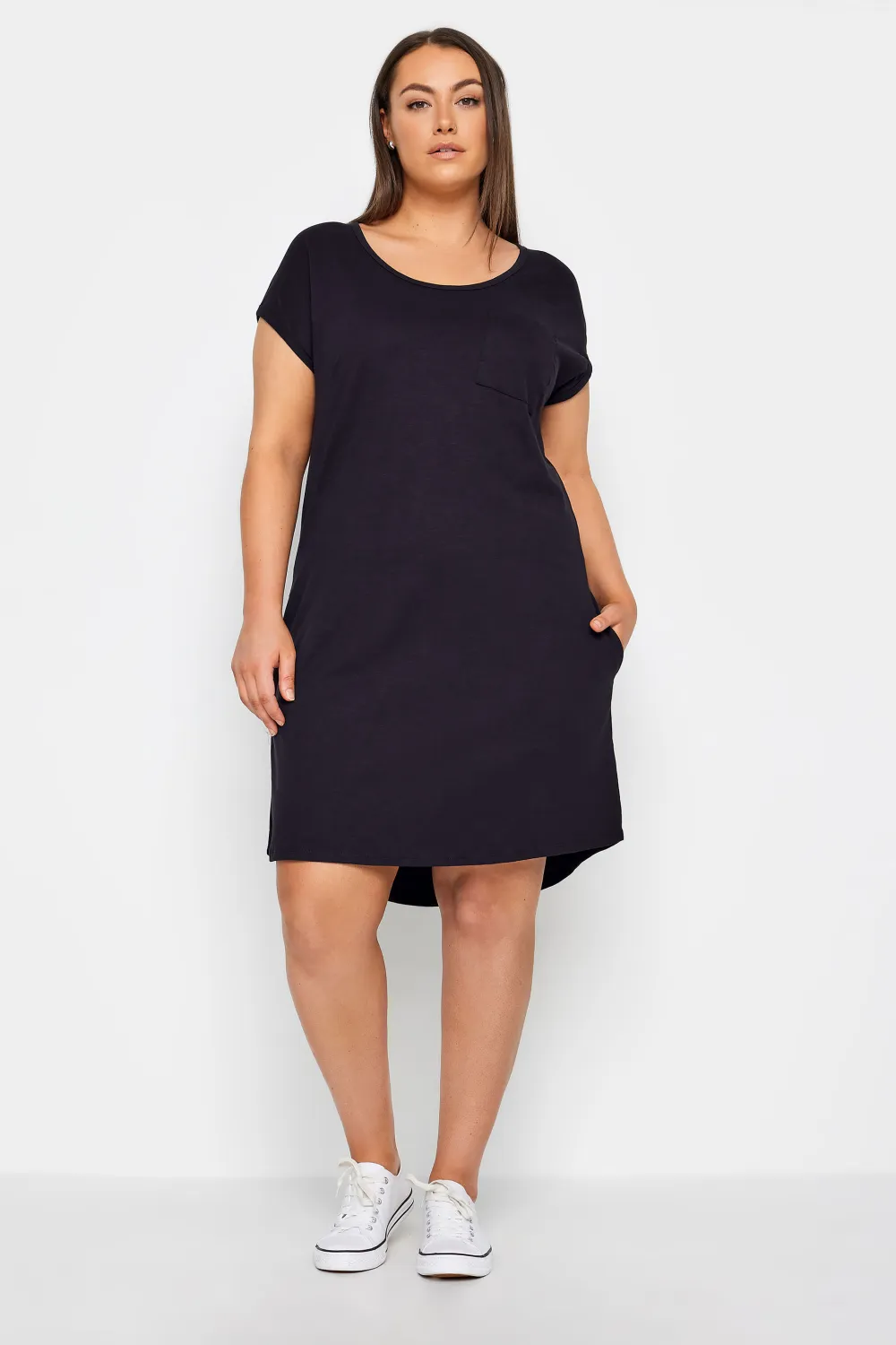 Evans Black Pocket Detail T-Shirt Dress