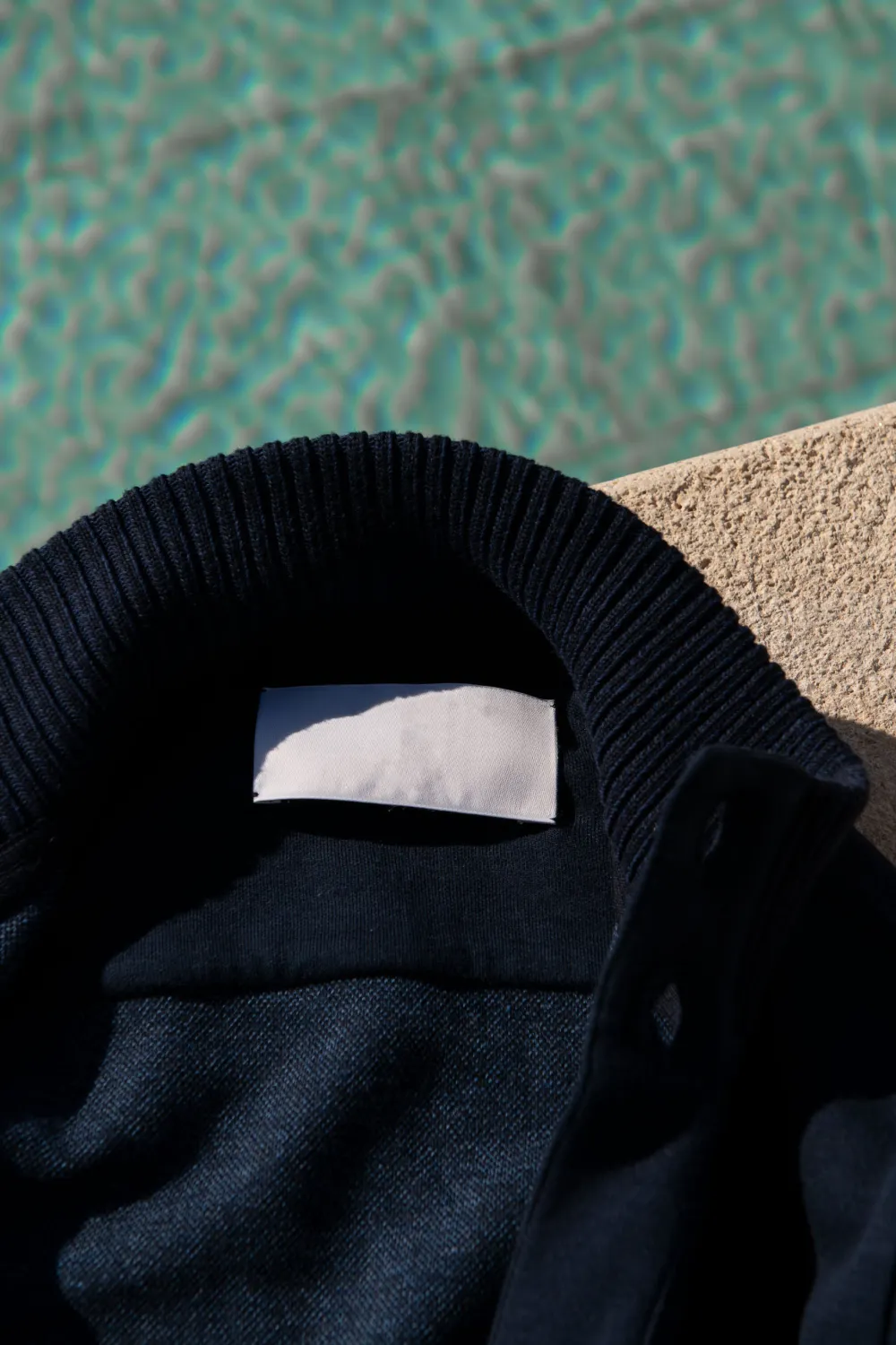 Blue Cotton Knitted Bomber