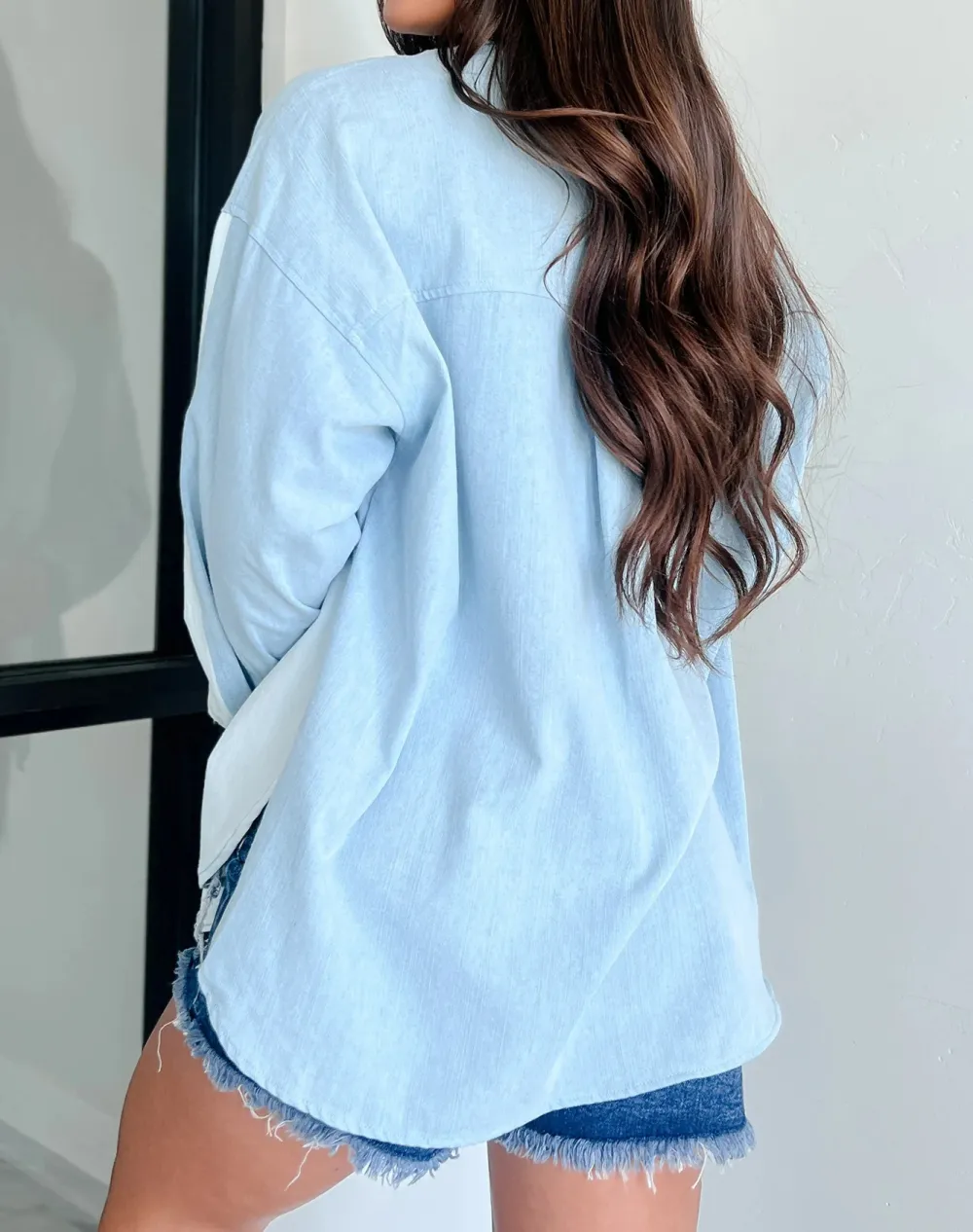 Blue And White Color-Blocked Shirt