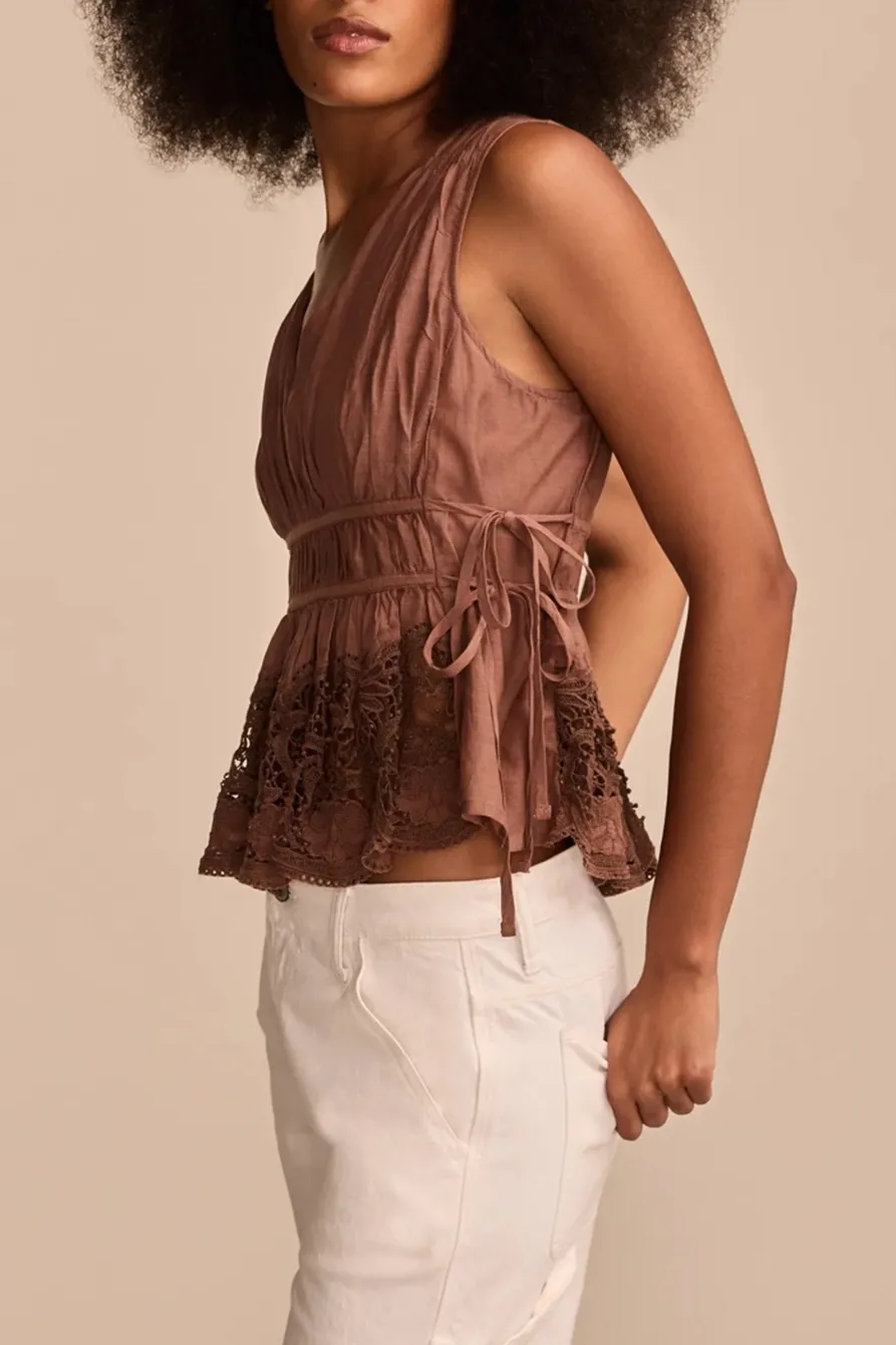 Aztec Lace Ruched Tank Top