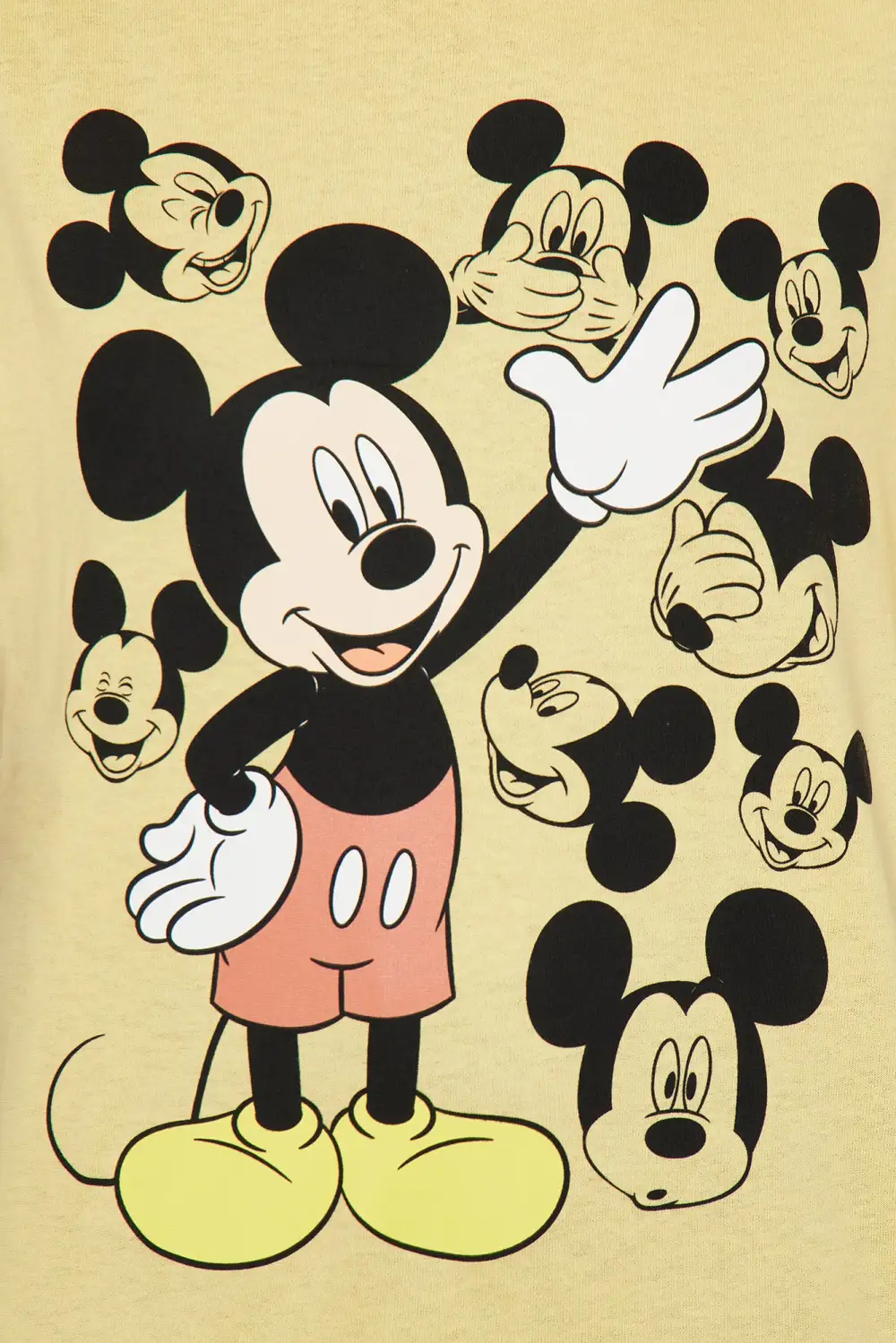 Mickey Mouse Faces Graphic Tshirt - Yellow