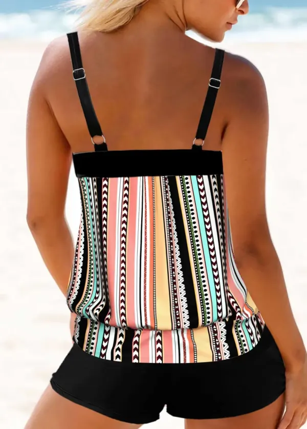 Women's Multi Color Double Straps Tankini Top