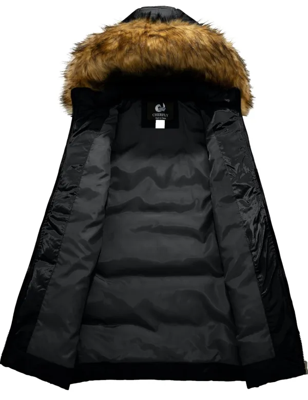 Women's Winter Puffer Coat Heavy Warm Long Parka Down Jacket with Fur Hood