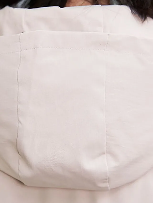 Women's Trench Coat Fall Outdoor Zipper Plain Breathable Streetwear Regular Fit Outerwear Long Sleeve Black M