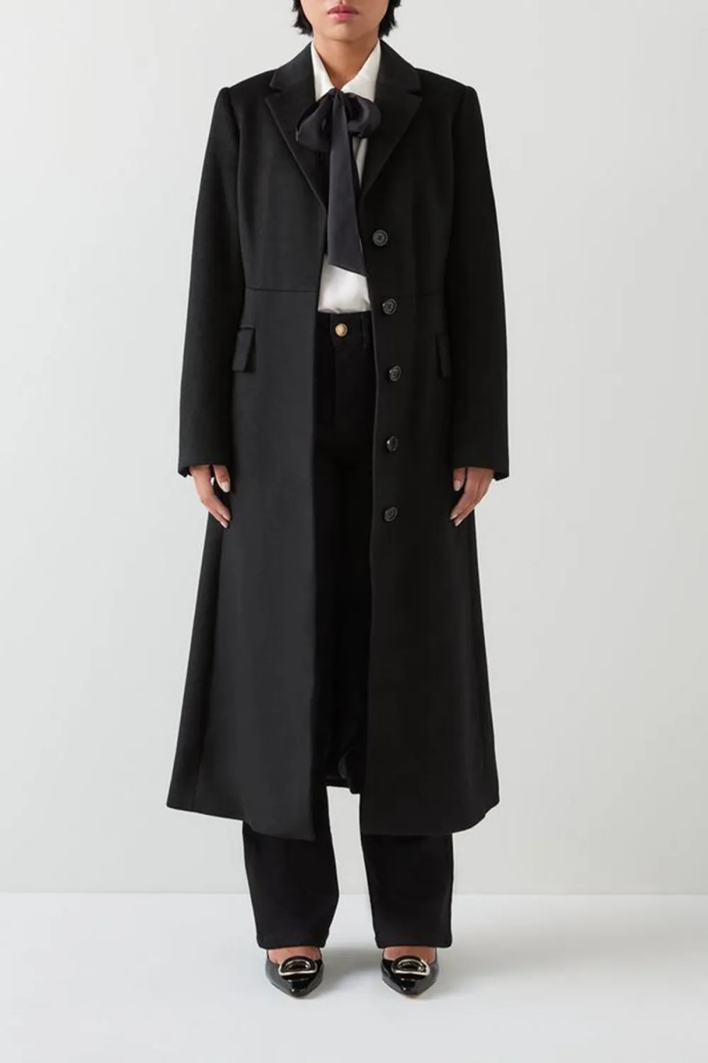Black Belted Wool Coat