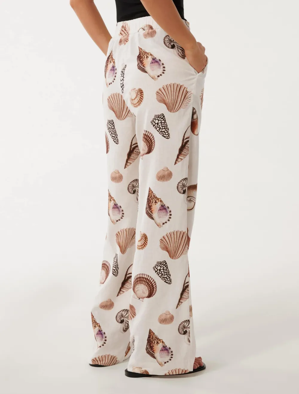 Animal Print Linen Wide-Leg Pants