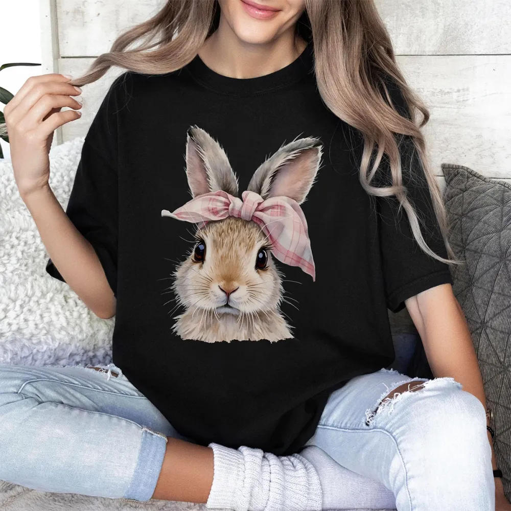 T-shirt Easter Bunny Women Printed Round Neck Short Sleeve