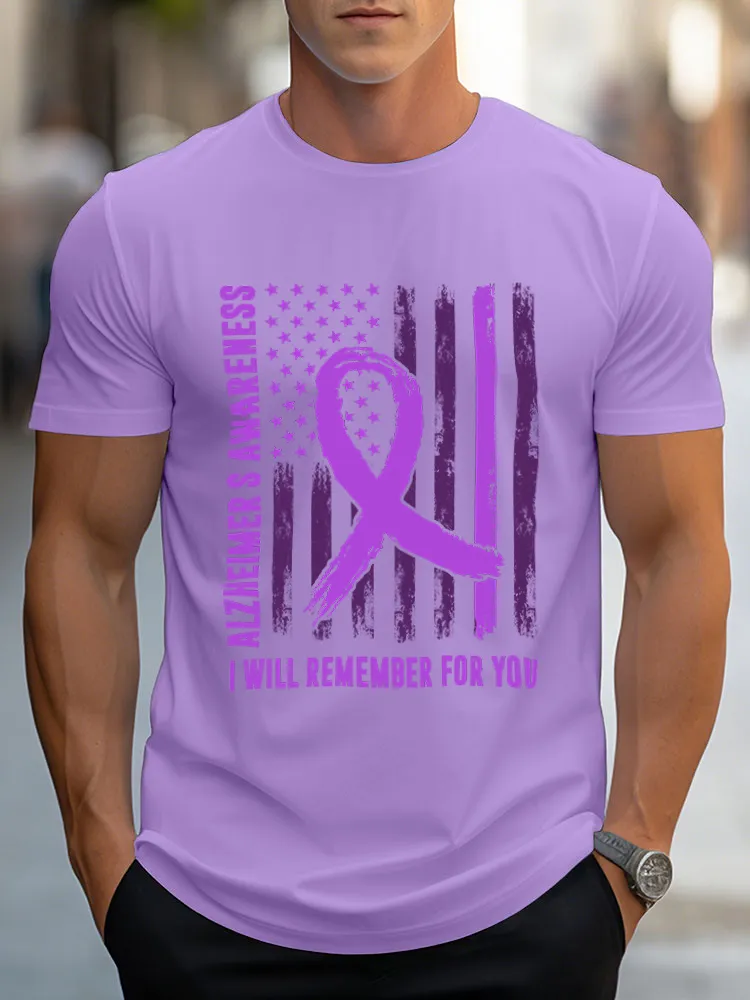 Men's T Shirt I Wear Purple For Alzheimer's Awareness