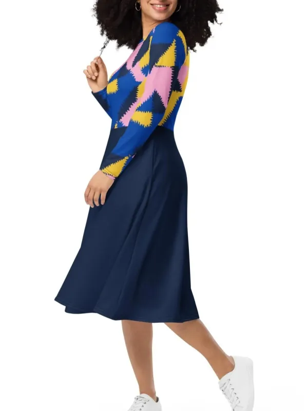 Colorful Jagged Midi Dress