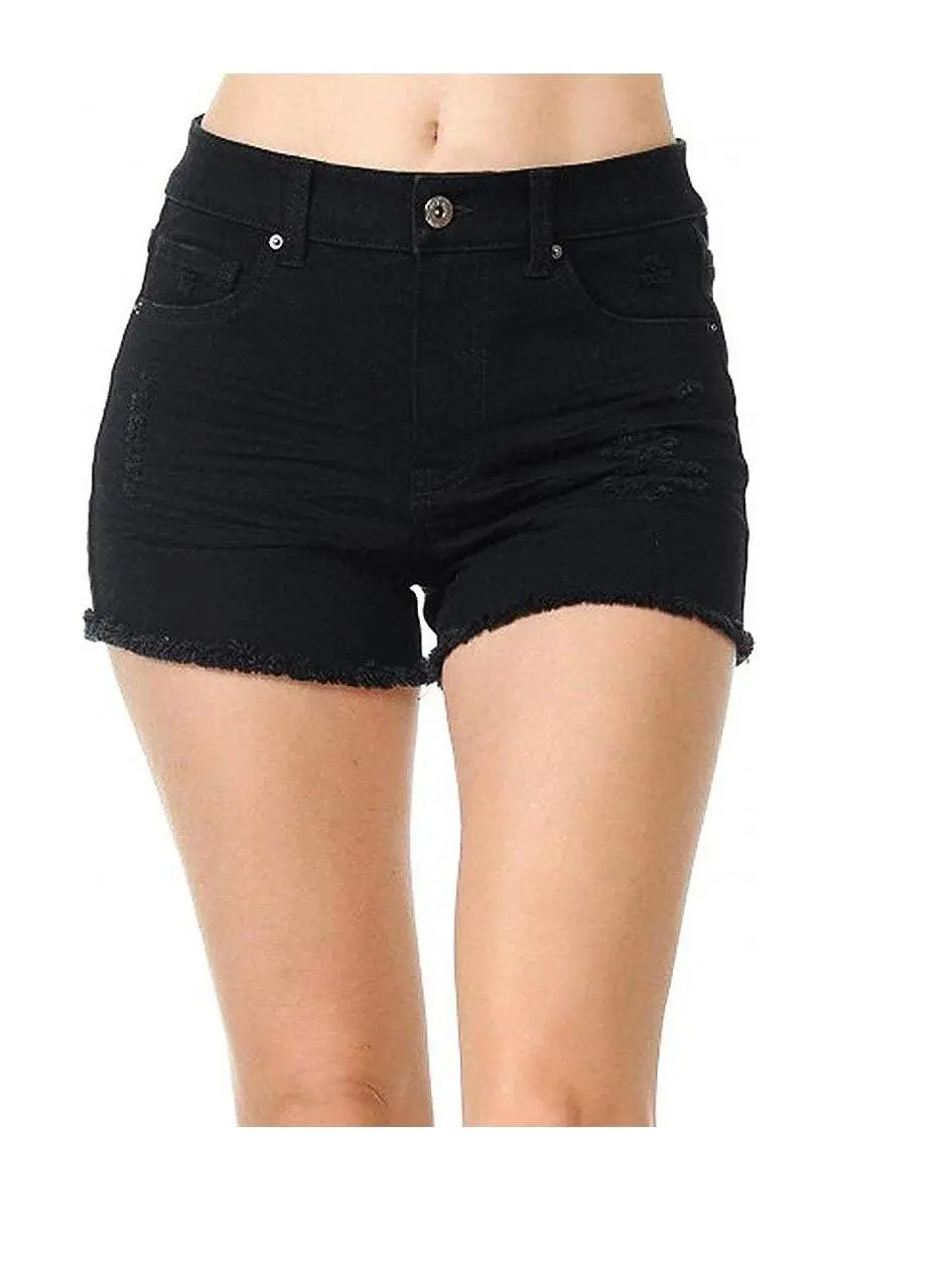 Casual Raw Hem Denim Shorts