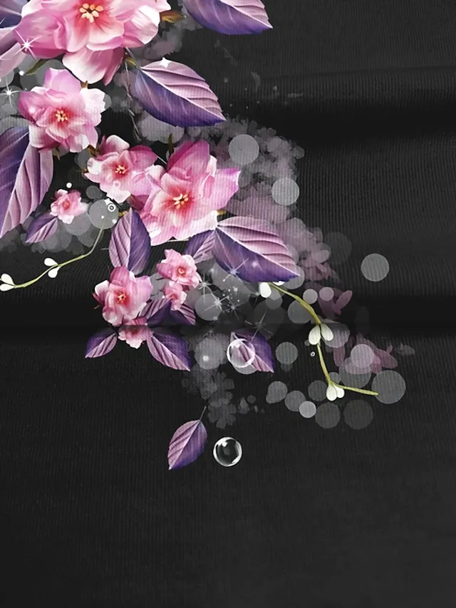 Women's T shirt Tee Yellow Pink Blue Floral Print Short Sleeve Holiday Weekend Basic Round Neck Regular Fit Floral Painting