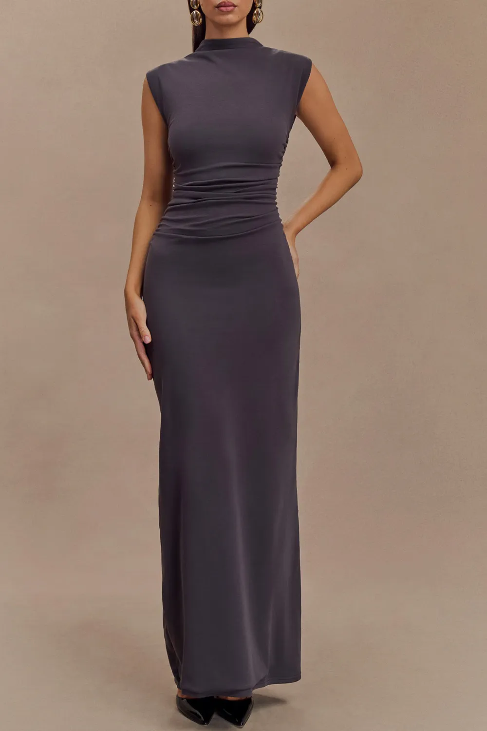 High Neck Sleeveless Maxi Dress