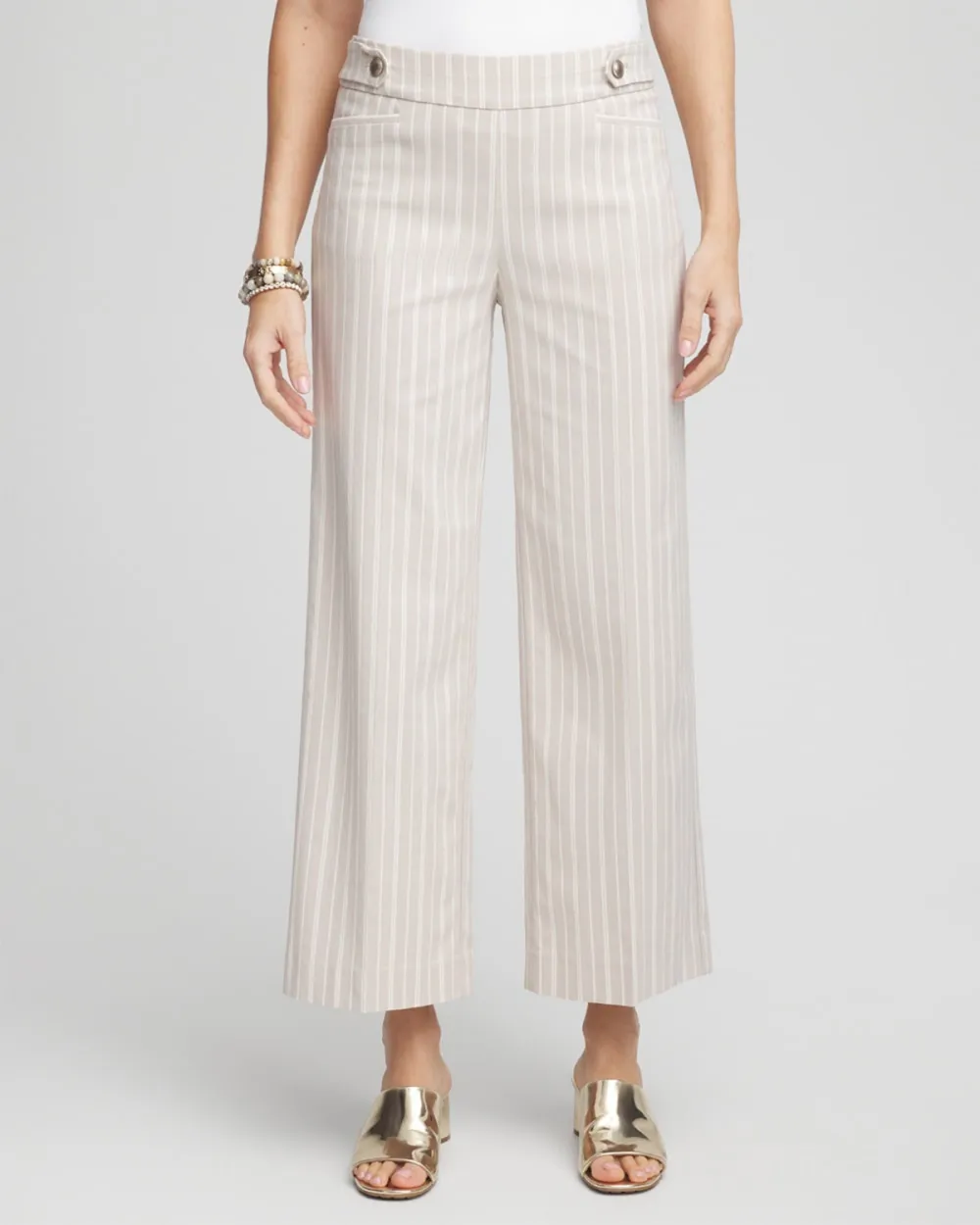 Pinstripe Wide-Leg Pants