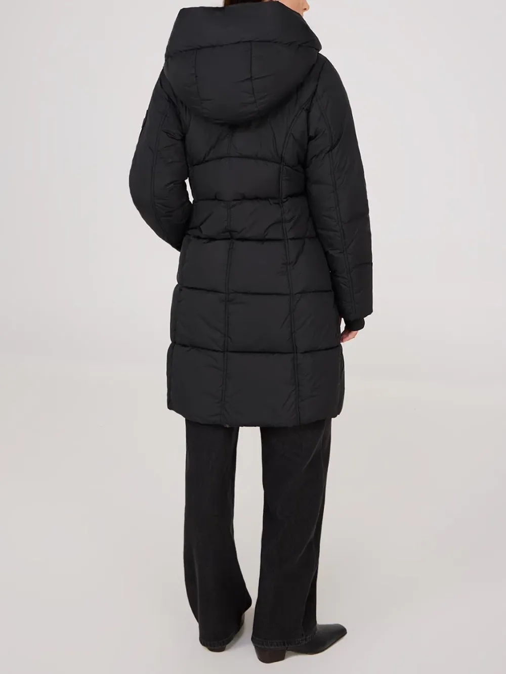 Classic Black Hooded Long Padded Jacket