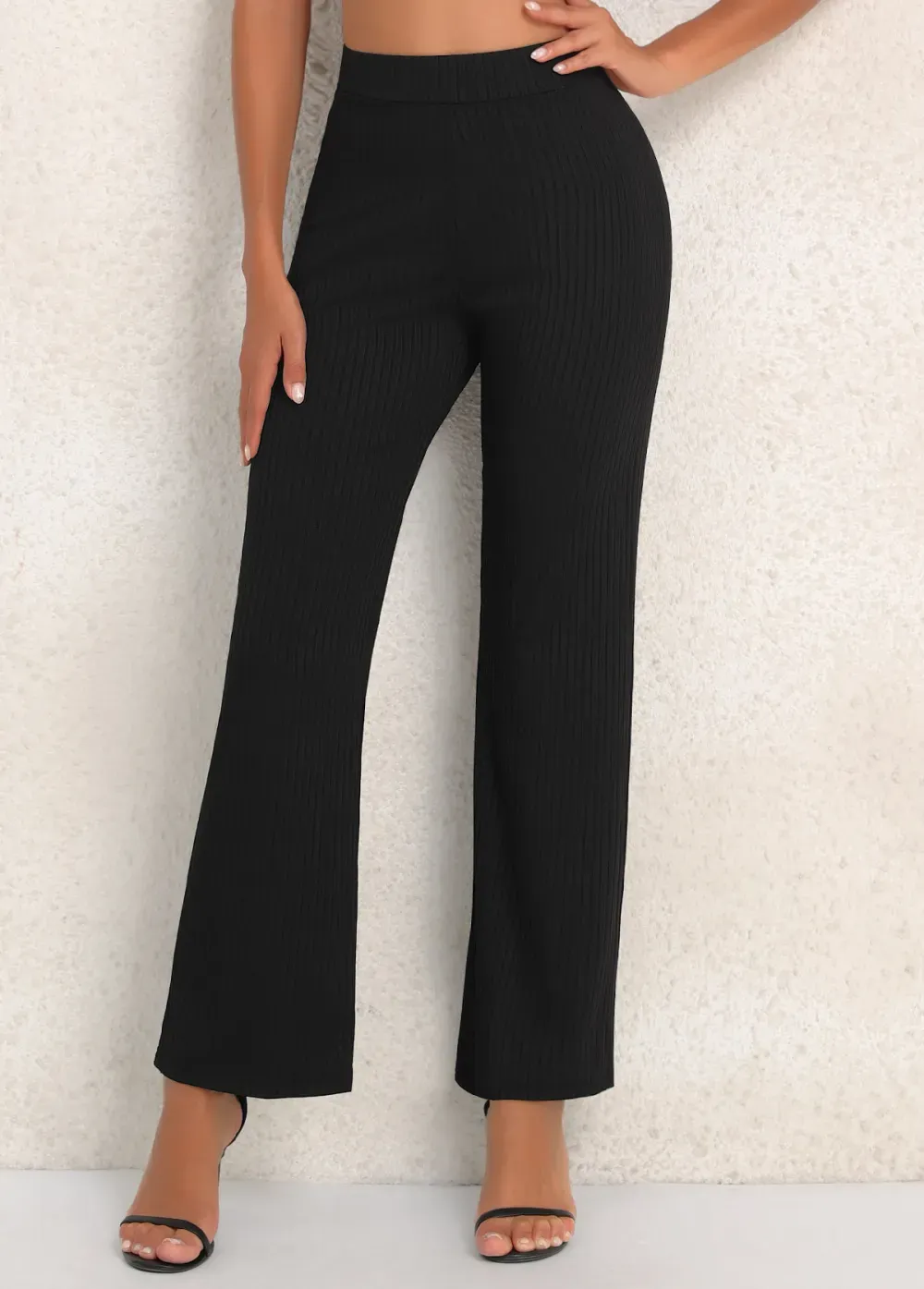 Elastic Waist High Waisted Black Pants