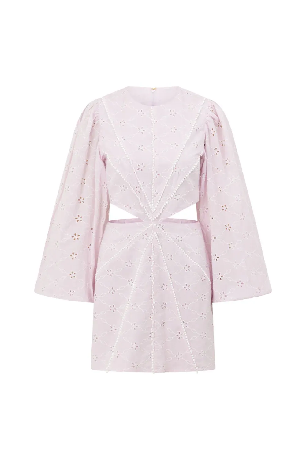 Puff Sleeve Eyelet Cut Out Mini Dress