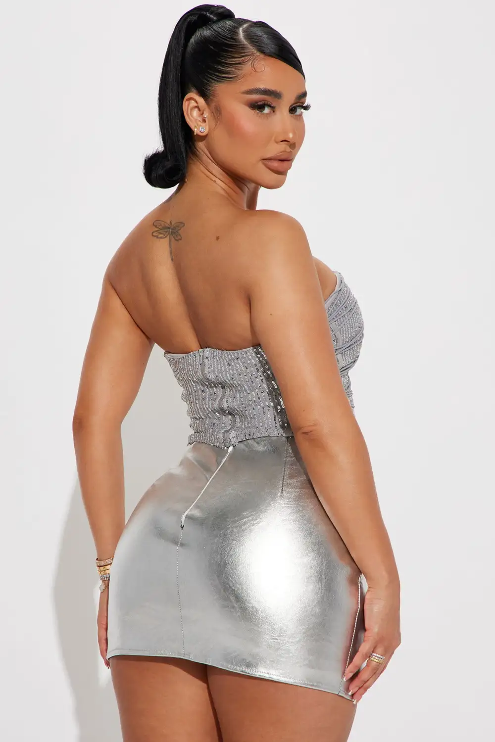 I'm The Catch Sequin Corset - Silver