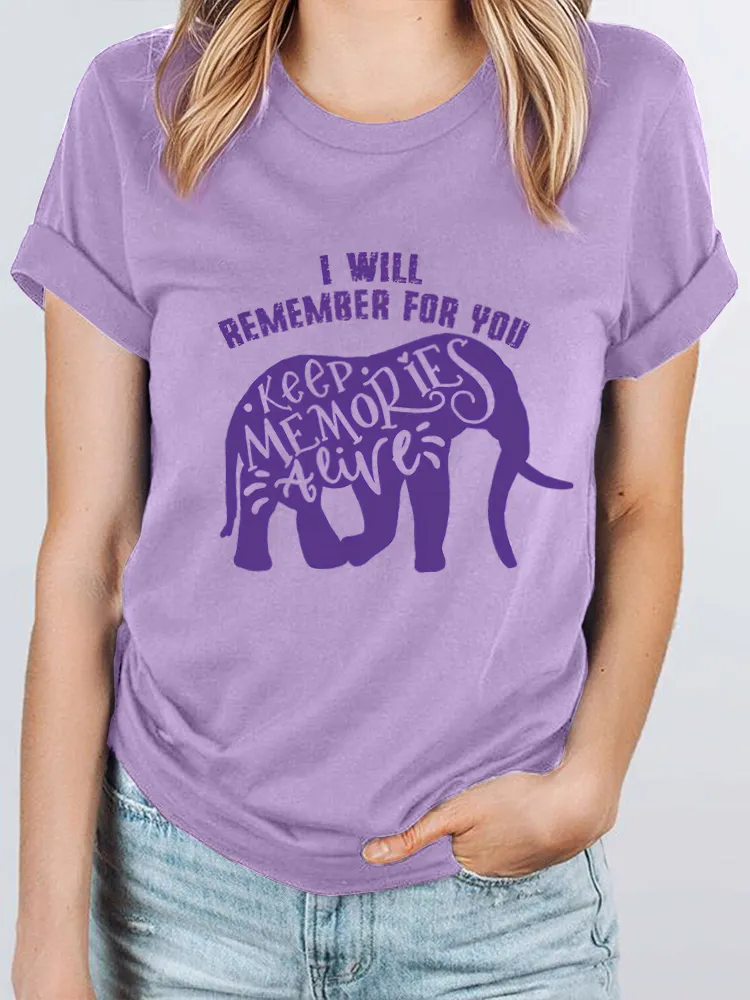 I Will Remember For You Purple Elephant Alzheimers Awareness Women'S T Shirt
