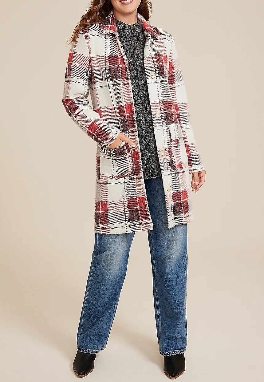 Plaid Longline Coatigan