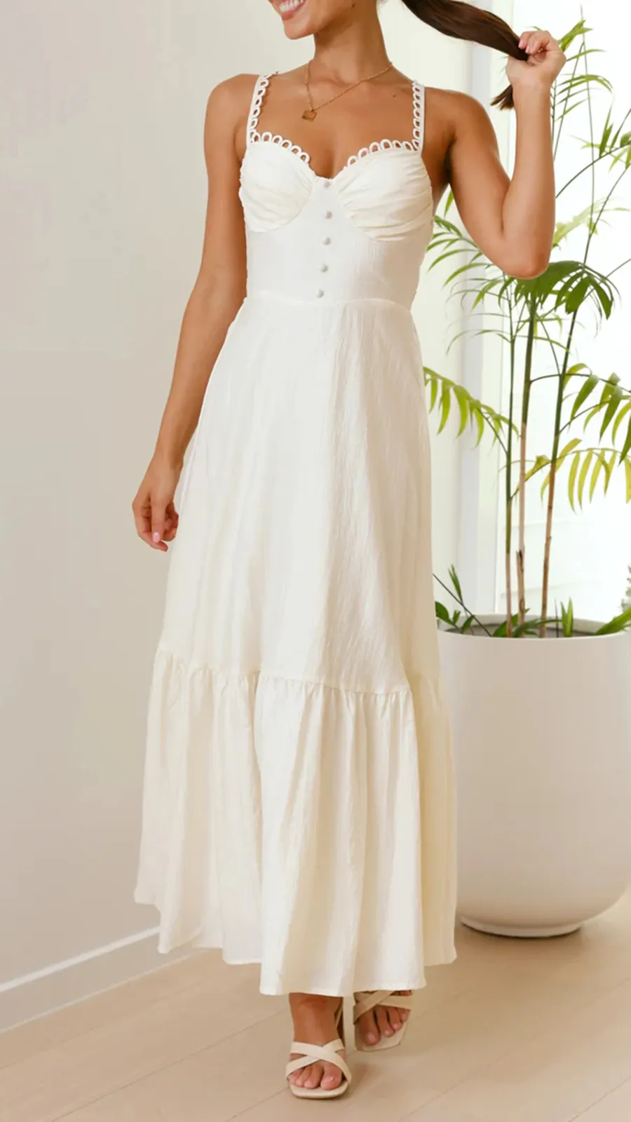 Front Button Detailing Maxi Dress