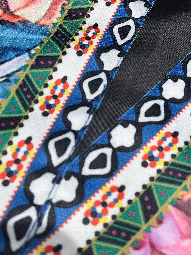 Women's Casual Jacket Floral Print Fall Winter Regular Coat Regular Fit Casual Baroque Jacket Long Sleeve Blue Daily Holiday