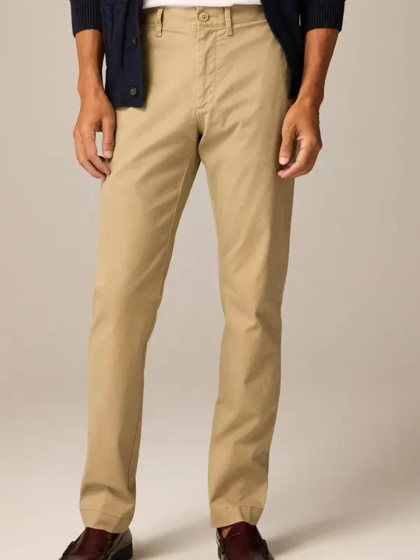 Beige Tapered Leg Men's Casual Pants