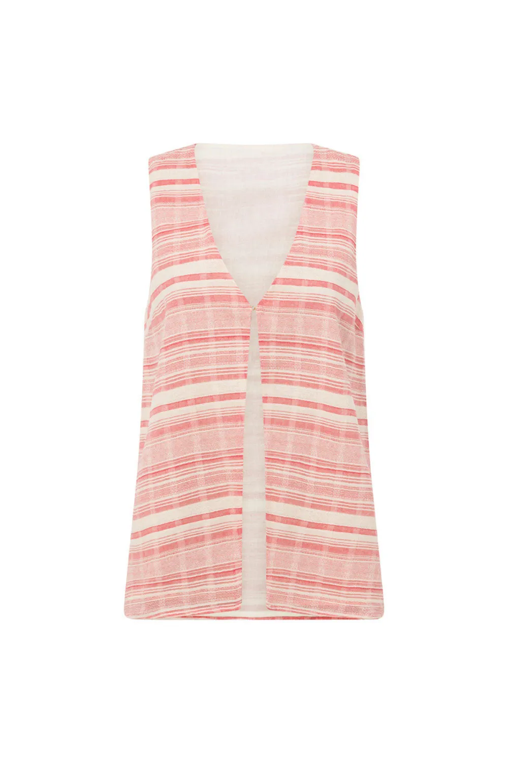 Striped Sleeveless Open Front Vest