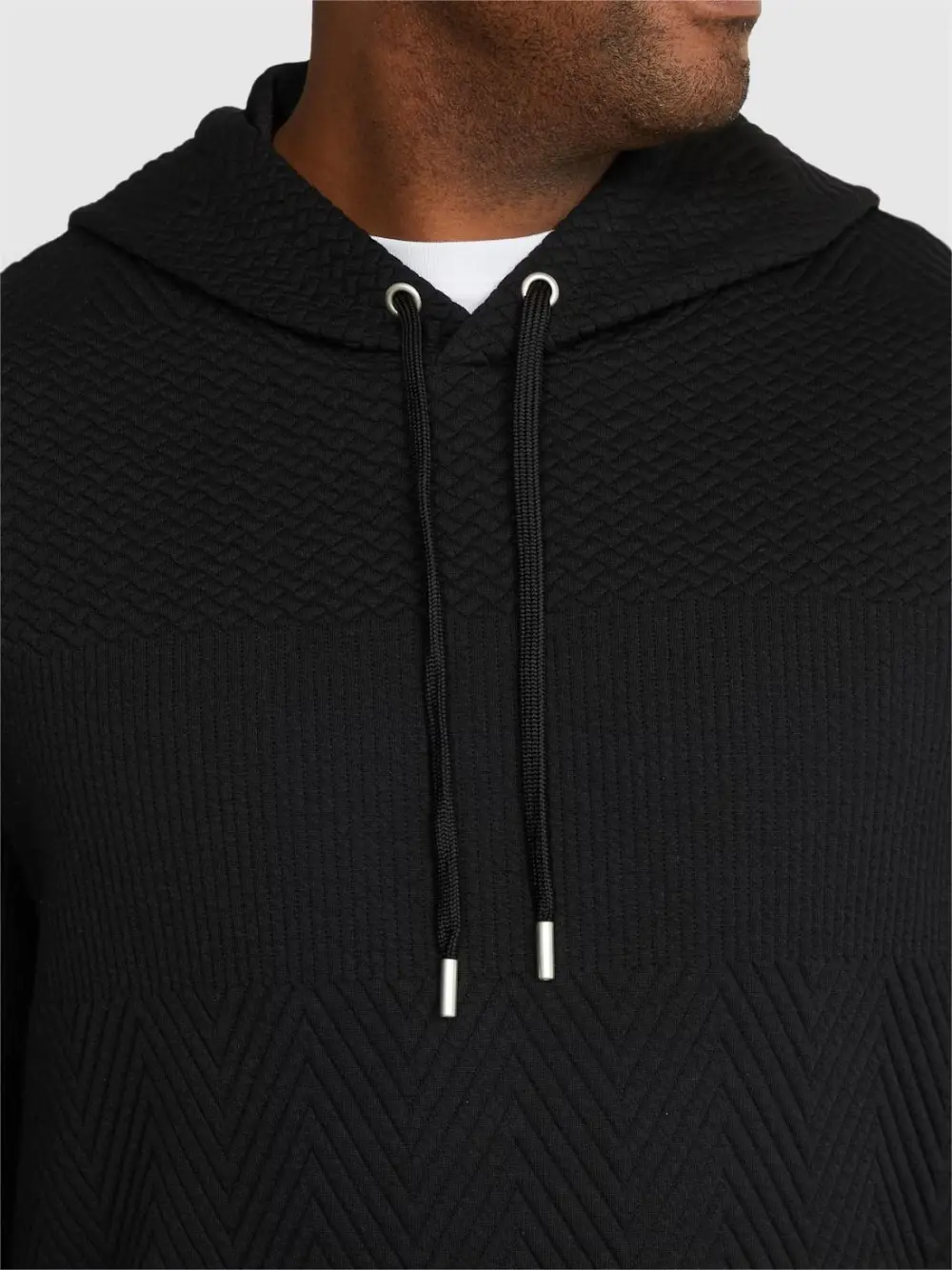 BLACK JACQUARD HOODIE