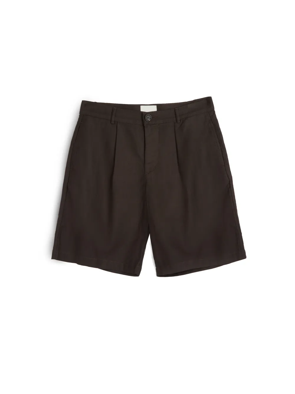 Brown Linen-Cotton Shorts