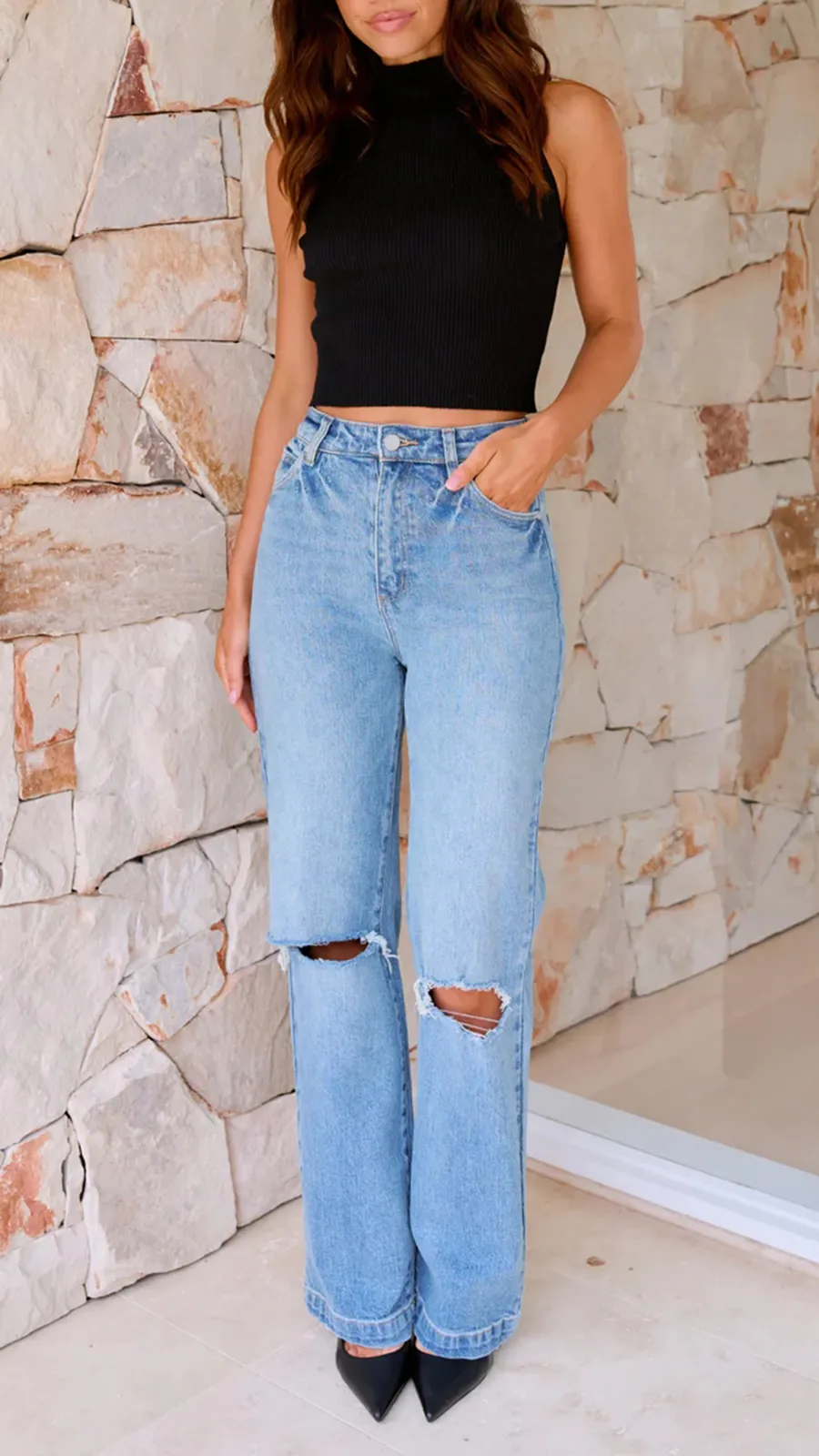 High Rise Waist Stretch Jeans