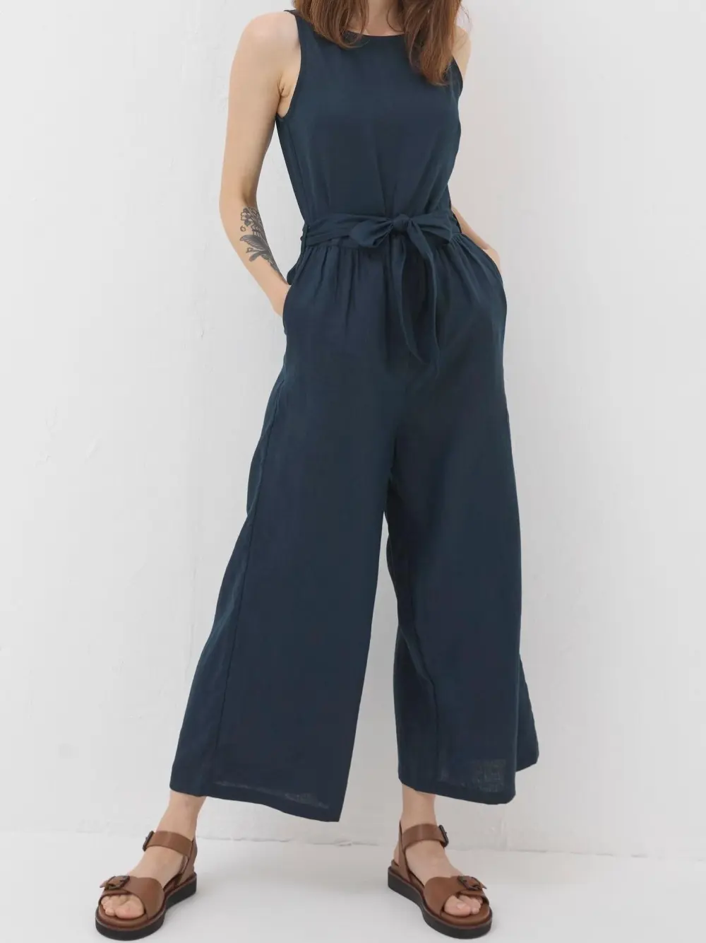 Liz Blue Linen Jumpsuit