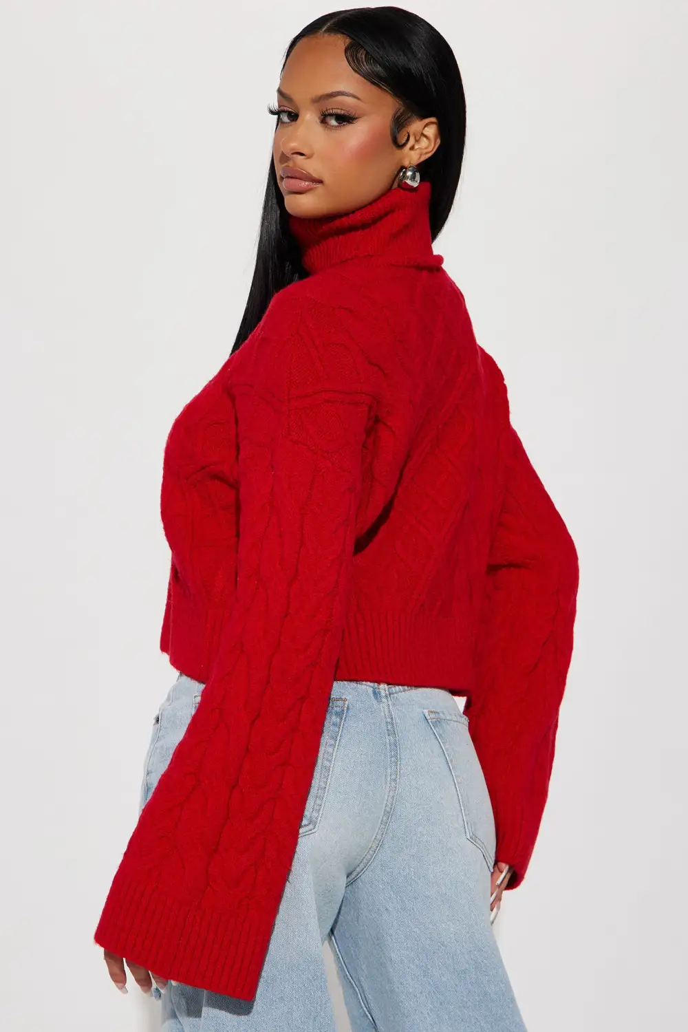 Endless Cuddles Cable Knit Sweater - Red
