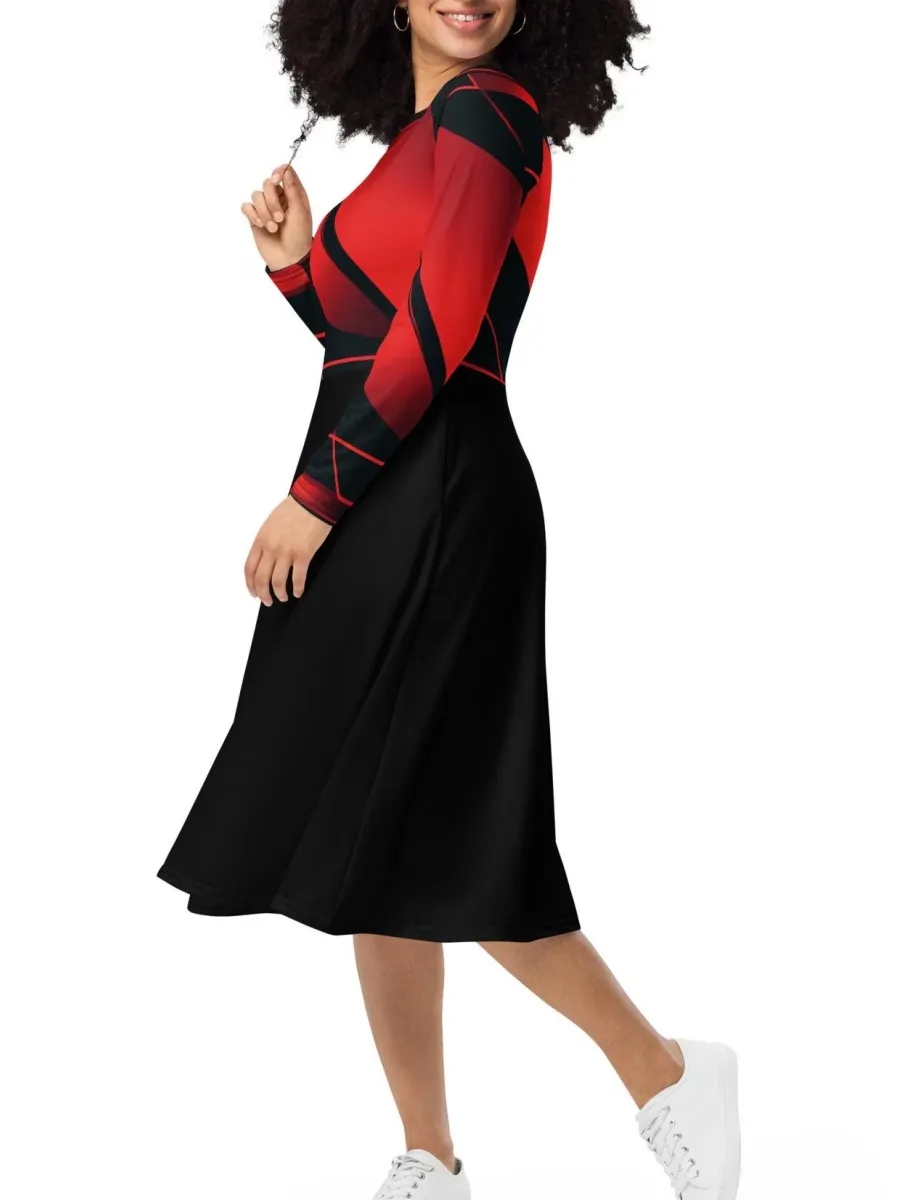 Contrast Color Round Neck Dress