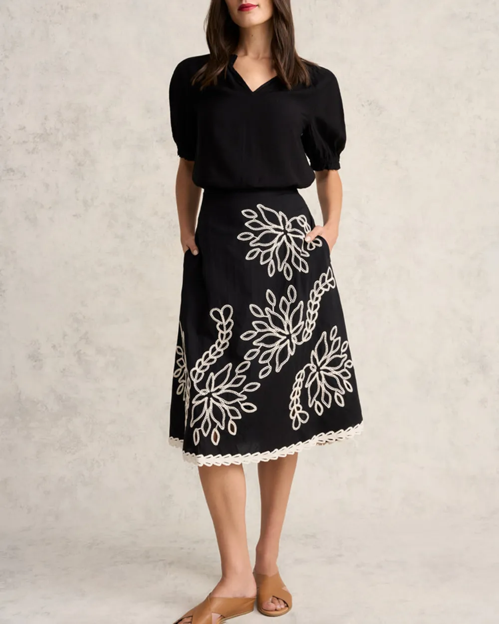 Embroidered Cotton Skirt