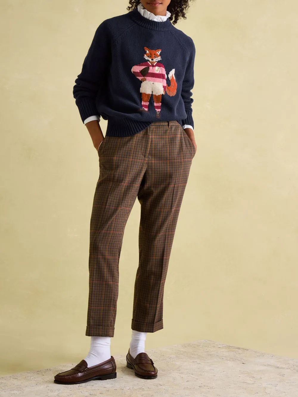 Dark Green Intarsia Fox Knit Jumper