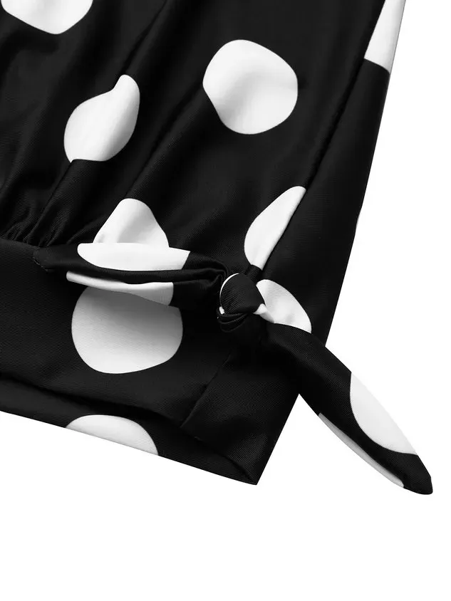 Casual Polka Dots Printing Scoop Neck Tankinis Two-Piece Set